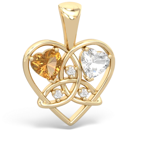 citrine-white topaz celtic heart pendant