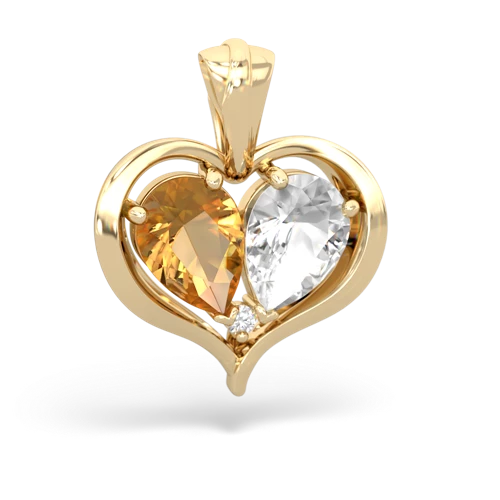 citrine-white topaz half heart whole pendant