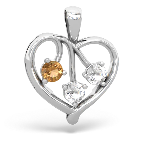 citrine-white topaz love heart pendant