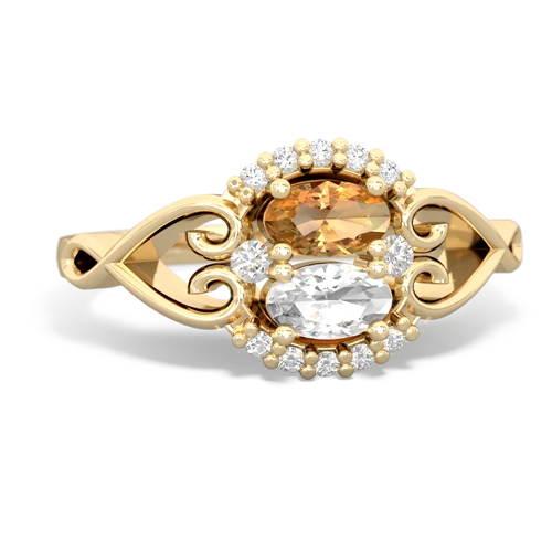 citrine-white topaz antique keepsake ring