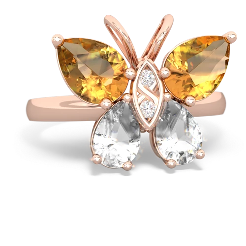 citrine-white topaz butterfly ring