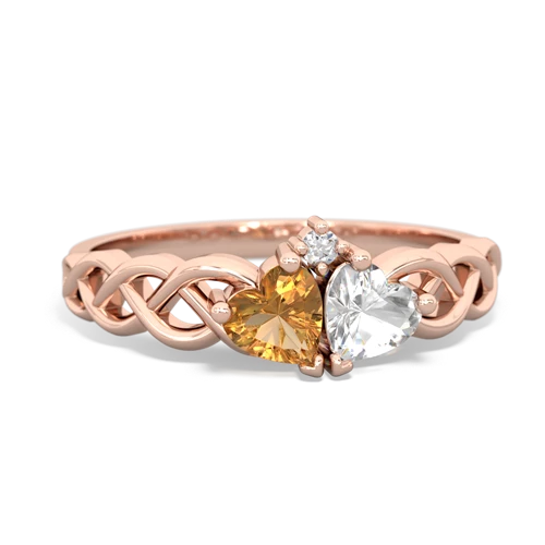 citrine-white topaz celtic braid ring