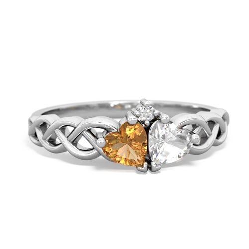 citrine-white topaz celtic braid ring