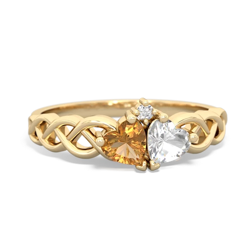 citrine-white topaz celtic braid ring