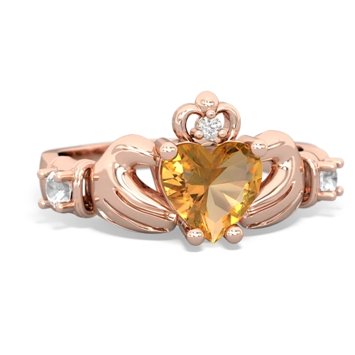 citrine-white topaz claddagh ring