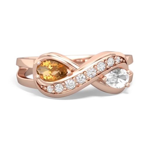 citrine-white topaz diamond infinity ring