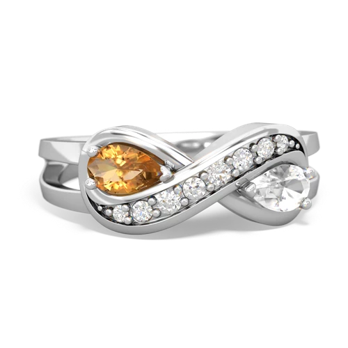 citrine-white topaz diamond infinity ring