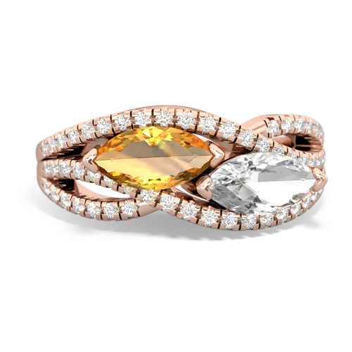 Citrine Genuine Citrine with Genuine White Topaz Diamond Rivers ring Ring