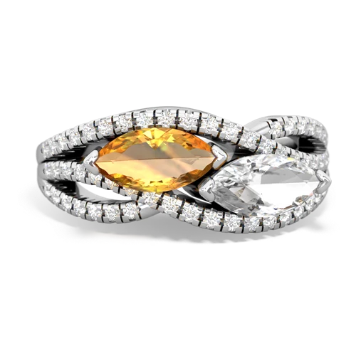 citrine-white topaz double heart ring