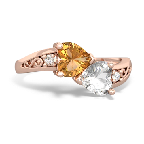 citrine-white topaz filligree ring