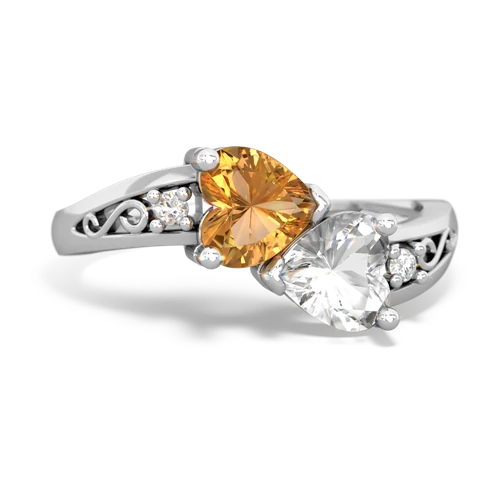 citrine-white topaz filligree ring