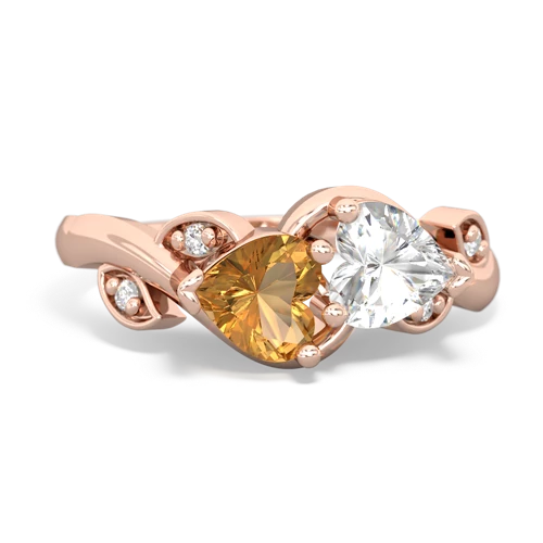 citrine-white topaz floral keepsake ring