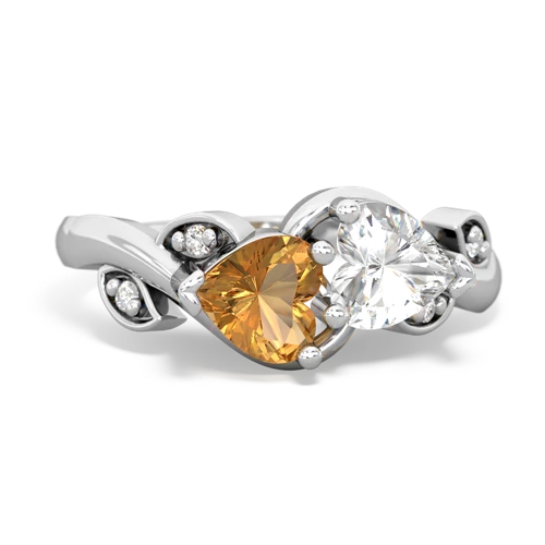 citrine-white topaz floral keepsake ring