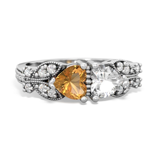 citrine-white topaz keepsake butterfly ring