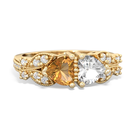 citrine-white topaz keepsake butterfly ring