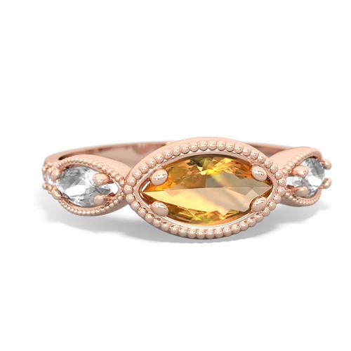 citrine-white topaz milgrain marquise ring