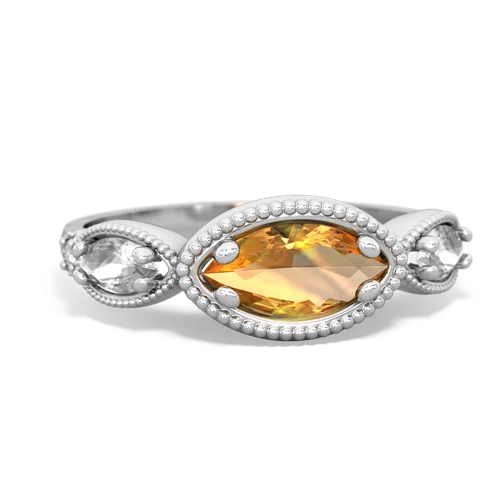 citrine-white topaz milgrain marquise ring