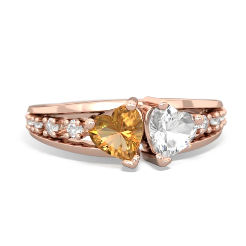 citrine-white topaz modern ring