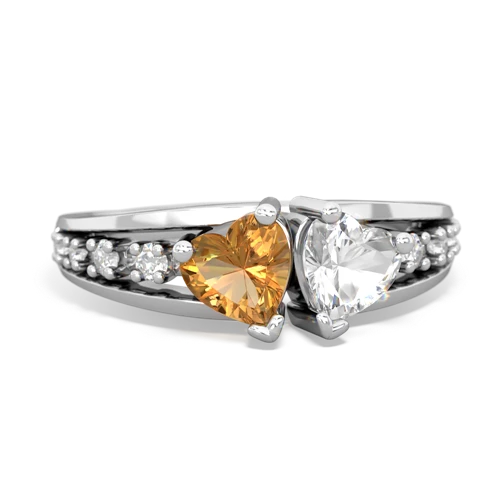 citrine-white topaz modern ring