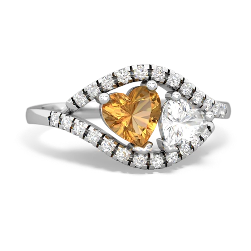 citrine-white topaz mother child ring