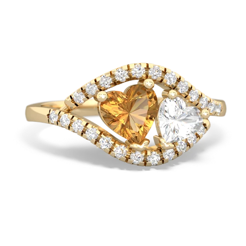 citrine-white topaz mother child ring