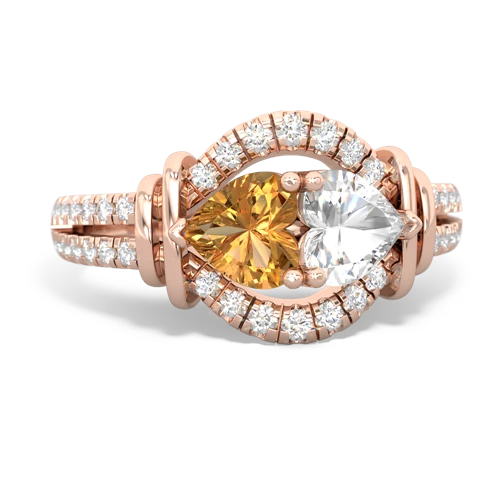 citrine-white topaz pave keepsake ring