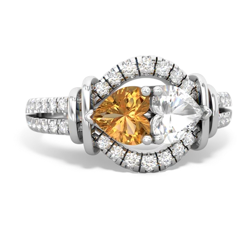 citrine-white topaz pave keepsake ring