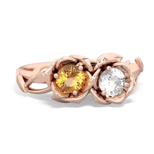 citrine-white topaz roses ring