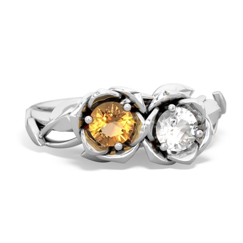 citrine-white topaz roses ring