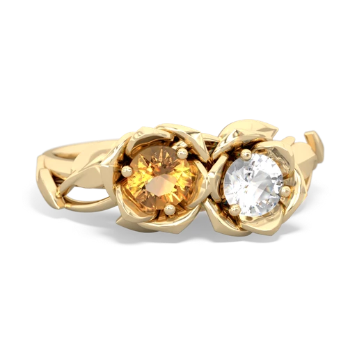 citrine-white topaz roses ring