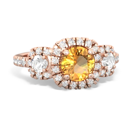 citrine-white topaz three stone regal ring