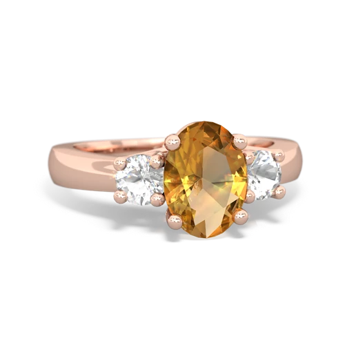 Citrine Genuine Citrine with Genuine White Topaz Three Stone Trellis ring Ring