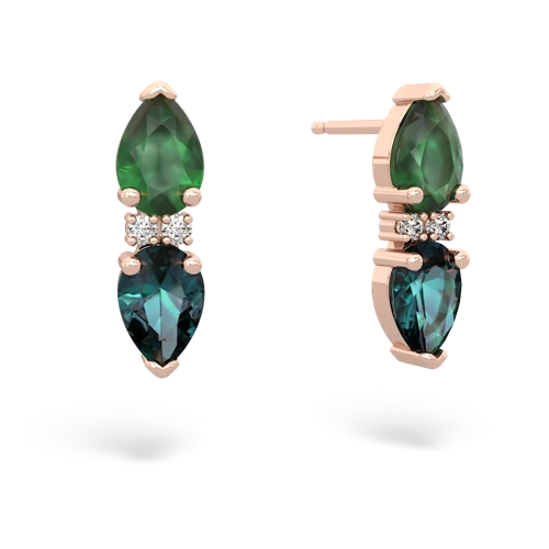 emerald-alexandrite bowtie earrings