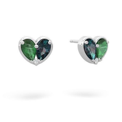 emerald-alexandrite one heart earrings