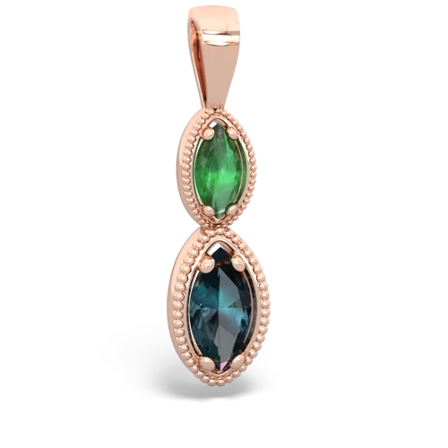 emerald-alexandrite antique milgrain pendant