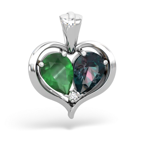 Emerald Genuine Emerald with Lab Created Alexandrite Two Become One pendant Pendant