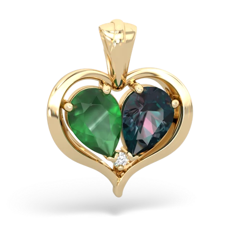 emerald-alexandrite half heart whole pendant
