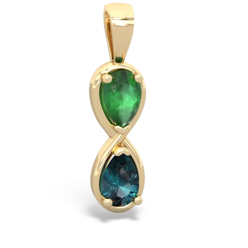 Emerald Genuine Emerald with Lab Created Alexandrite Infinity pendant Pendant