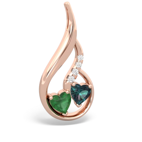 Emerald Genuine Emerald with Lab Created Alexandrite Keepsake Curves pendant Pendant