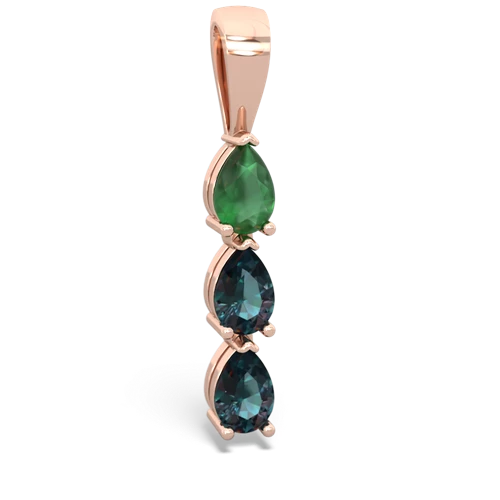 Emerald Genuine Emerald with Lab Created Alexandrite and  Three Stone pendant Pendant