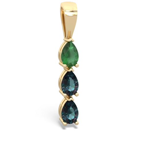 Emerald Genuine Emerald with Lab Created Alexandrite and Genuine Pink Tourmaline Three Stone pendant Pendant