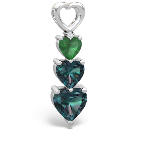 Emerald Genuine Emerald with Lab Created Alexandrite and Genuine Pink Tourmaline Past Present Future pendant Pendant