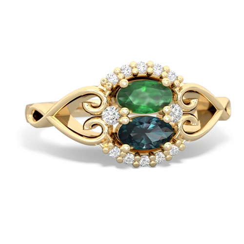emerald-alexandrite antique keepsake ring