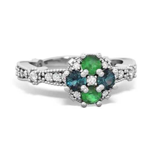 emerald-alexandrite art deco engagement ring