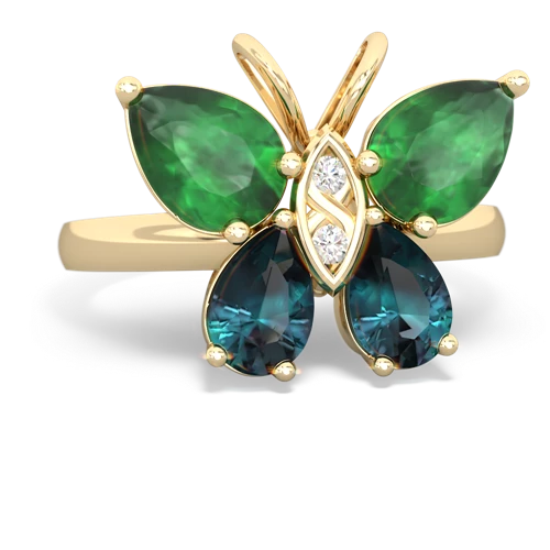 emerald-alexandrite butterfly ring