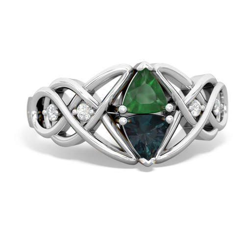 Emerald Genuine Emerald with Lab Created Alexandrite Keepsake Celtic Knot ring Ring
