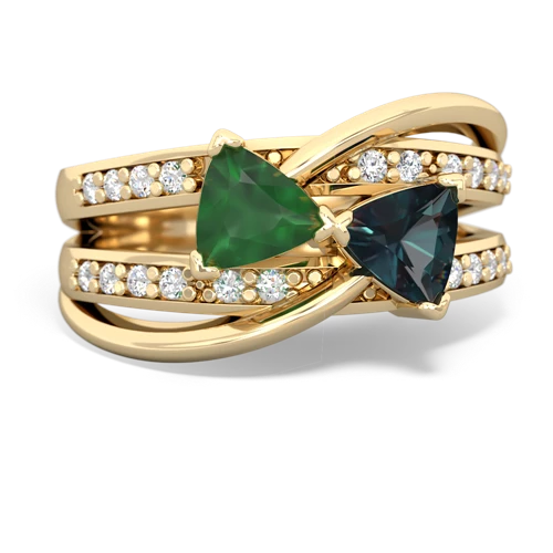 Emerald Genuine Emerald with Lab Created Alexandrite Bowtie ring Ring
