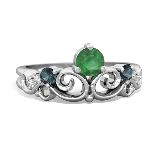 Emerald Genuine Emerald with Lab Created Alexandrite and Lab Created Emerald Crown Keepsake ring Ring