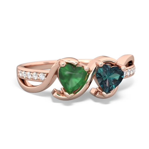 Emerald Genuine Emerald with Lab Created Alexandrite Side by Side ring Ring