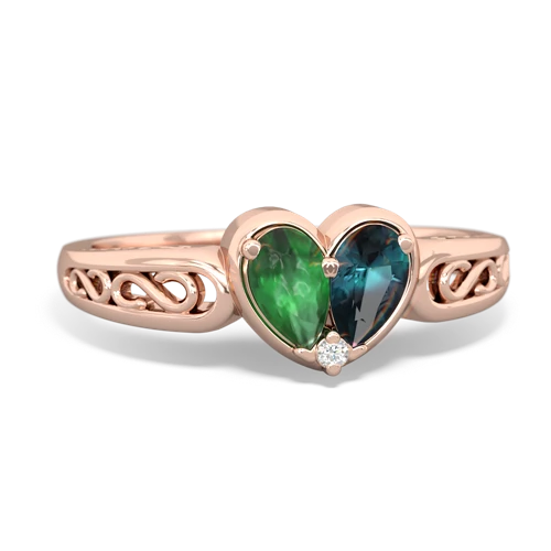 emerald-alexandrite filligree ring